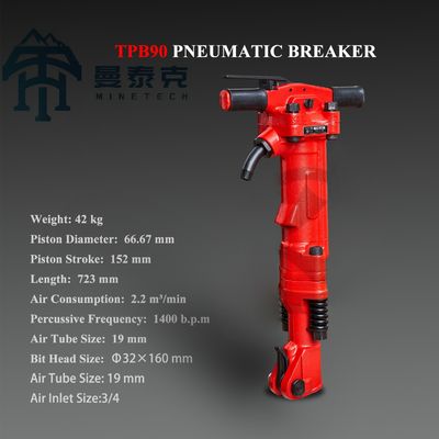 TPB90 Pneumatischer Bohrhammer mit 66,67 mm Kolbendurchmesser, 152 mm Kolbenhub und 42 kg Gewicht für den Steinausbruch